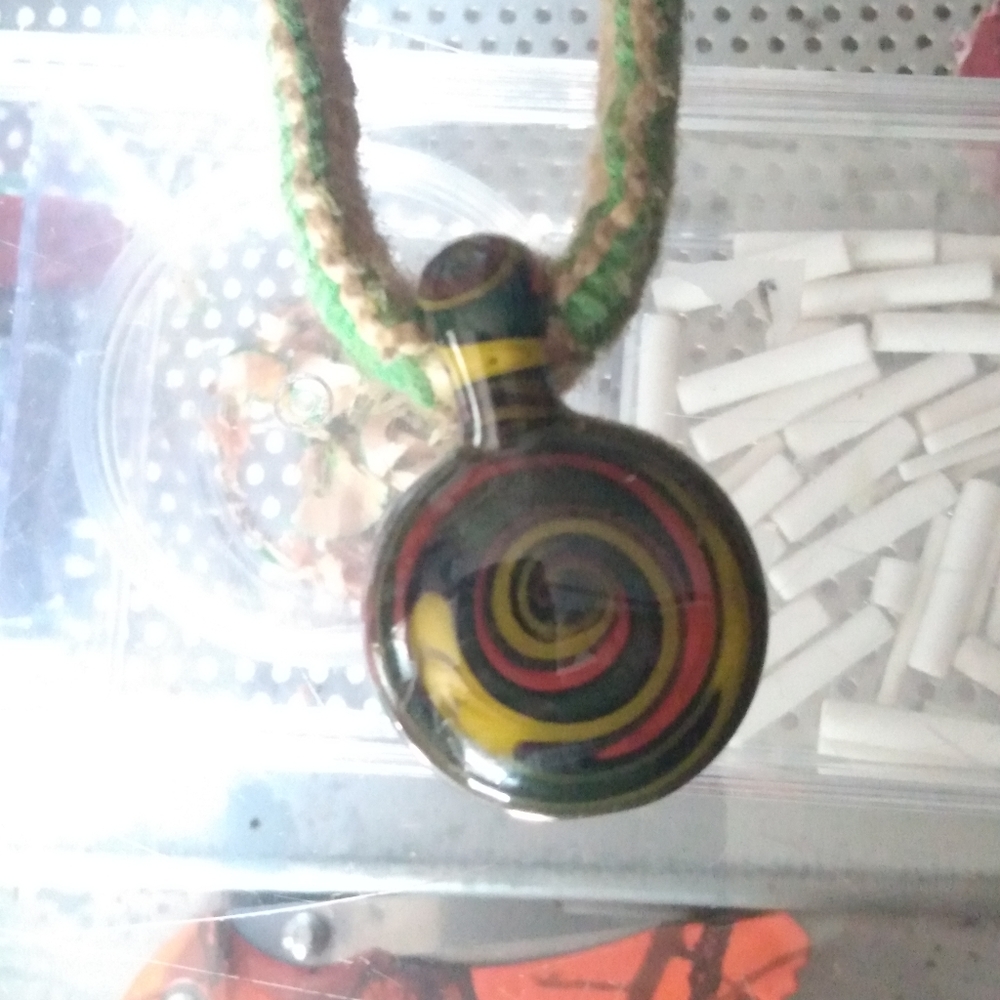 Vintage hand blown hemp necklace